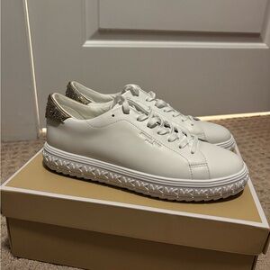 Michael Kors White and Gold Sneakers Sleek Design